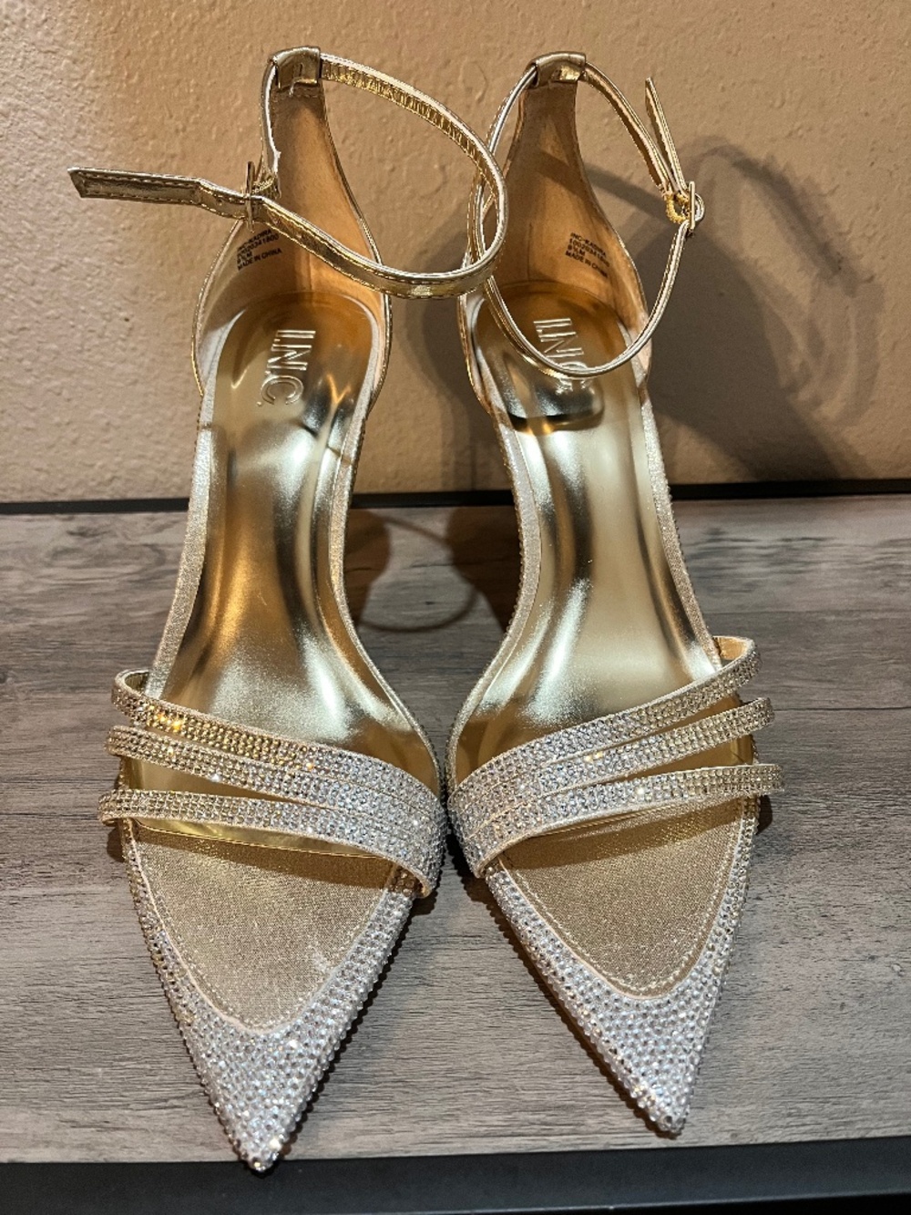 I.N.C Kadiraf Elegant Gold Strappy Heels size 9.5